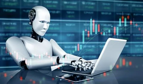 XAI Future financial technology controlled by AI robot using machine learning イラスト素材