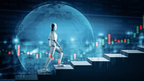 XAI Future financial technology controlled by AI robot using machine learning 스톡 일러스트
