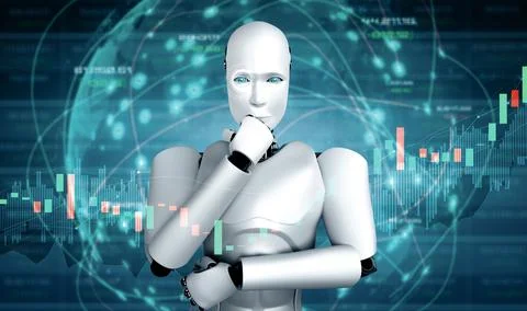 XAI Future financial technology controlled by AI robot using machine learning イラスト素材