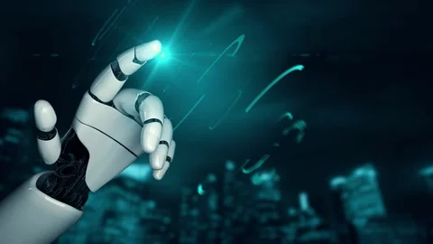 XAI Futuristic robot artificial intelligence enlightening AI technology concept Stock Footage 264978527