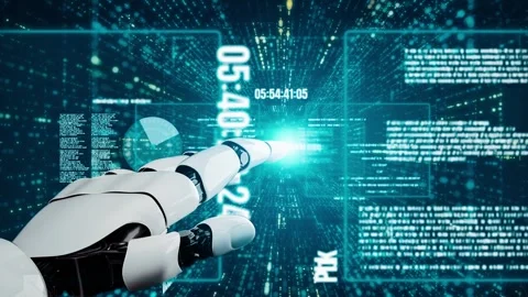 XAI Futuristic robot artificial intelligence revolutionary AI technology concept Stock Footage 265103437