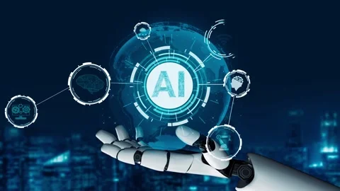 XAI Futuristic robot artificial intelligence revolutionary AI technology concept Video stock 265183018