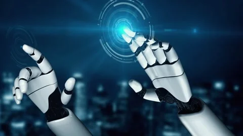 XAI Futuristic robot artificial intelligence enlightening AI technology concept Stock Footage 265186299