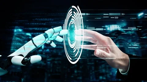XAI Futuristic robot artificial intelligence revolutionary AI technology concept Stock Footage 265498691