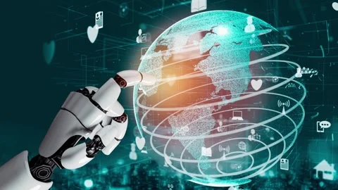 XAI Futuristic robot artificial intelligence revolutionary AI technology concept Stock Footage 265806845