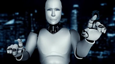 XAI Futuristic robot artificial intelligence enlightening AI technology concept Stock Footage 265807006