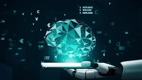 XAI Futuristic robot artificial intelligence revolutionary AI technology concept Stock Footage 266751696