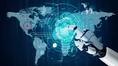 XAI Futuristic robot artificial intelligence revolutionary AI technology concept Video stock 266752103