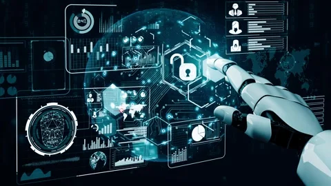 XAI Futuristic robot artificial intelligence revolutionary AI technology concept Stock Footage 267171292