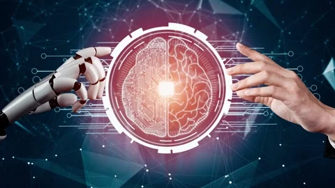 XAI Futuristic robot artificial intelligence revolutionary AI technology concept Stock Footage 267294625