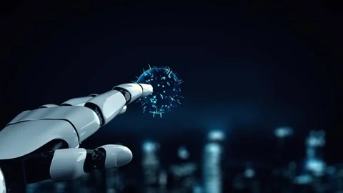 XAI Futuristic robot artificial intelligence enlightening AI technology concept Stock Footage 267300645