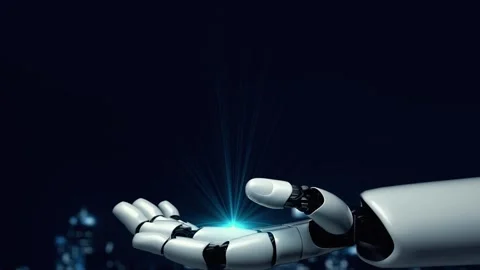 XAI Futuristic robot artificial intelligence enlightening AI technology concept Stock Footage 268140333
