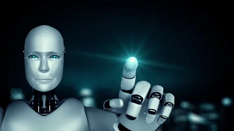 XAI Futuristic robot artificial intelligence enlightening AI technology concept Stock Footage 268549022