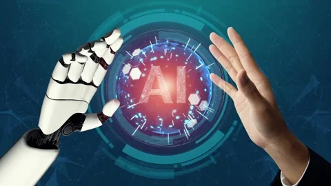 XAI Futuristic robot artificial intelligence revolutionary AI technology concept Stock Footage 269056893