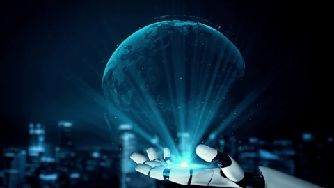 XAI Futuristic robot artificial intelligence enlightening AI technology concept Stock Footage 269617631