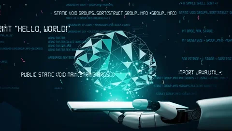 XAI Futuristic robot artificial intelligence revolutionary AI technology concept Stock Footage 269752457
