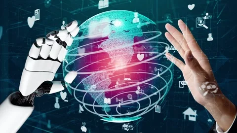 XAI Futuristic robot artificial intelligence revolutionary AI technology concept Stock Footage 269900442