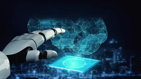 XAI Futuristic robot artificial intelligence enlightening AI technology concept Stock Footage 270132557