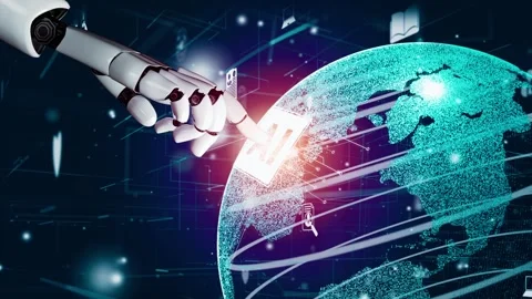 XAI Futuristic robot artificial intelligence revolutionary AI technology concept Stock Footage 270357826