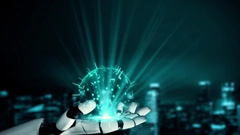 XAI Futuristic robot artificial intelligence enlightening AI technology concept Stock Footage 270460072