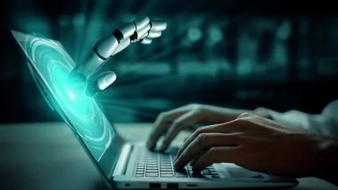 XAI Futuristic robot artificial intelligence enlightening AI technology concept Stock Footage 271474113