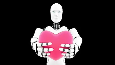 XAI Futuristic robot , artificial intelligence CGI on black background Stock Illustration