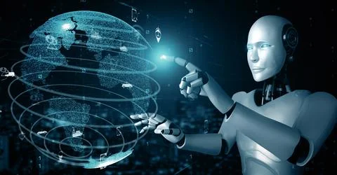 XAI Futuristic robot artificial intelligence huminoid AI transportation analytic イラスト素材