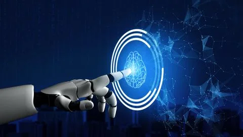 XAI Futuristic robot artificial intelligence concept. Stockillustratie