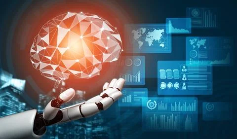XAI Futuristic robot artificial intelligence concept. 스톡 일러스트