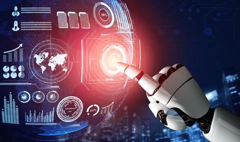 XAI Futuristic robot artificial intelligence concept. Stock Illustration