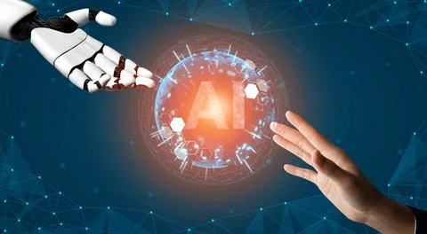 XAI Futuristic robot artificial intelligence concept. Stockillustratie