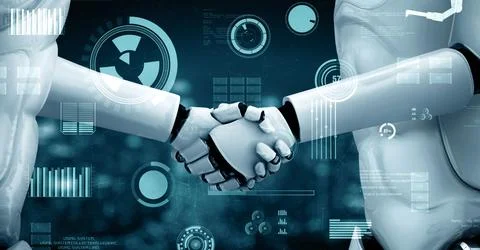 XAI Futuristic robot artificial intelligence huminoid AI for industrial factory Stock Illustration