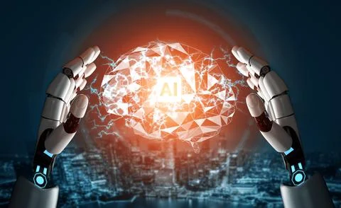 XAI Futuristic robot artificial intelligence concept. Stockillustratie