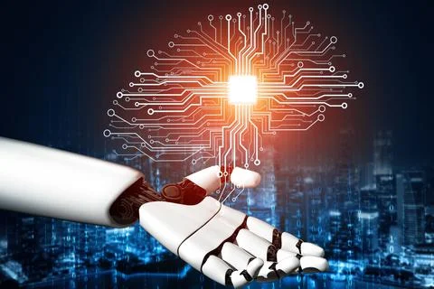 XAI Futuristic robot artificial intelligence concept. Stockillustratie