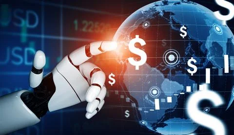 XAI Futuristic robot artificial intelligence concept. Illustrazione stock