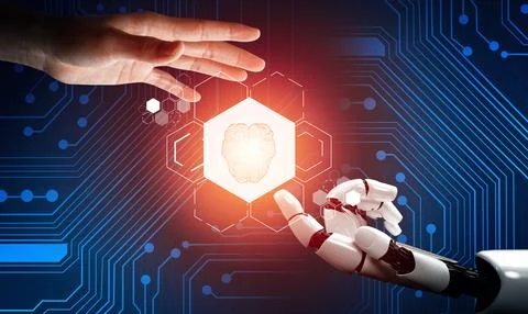 XAI Futuristic robot artificial intelligence concept. 스톡 일러스트