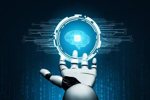 XAI Futuristic robot artificial intelligence concept. Stockillustratie