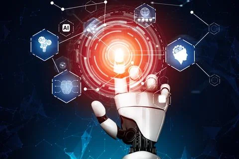 XAI Futuristic robot artificial intelligence concept. 스톡 일러스트