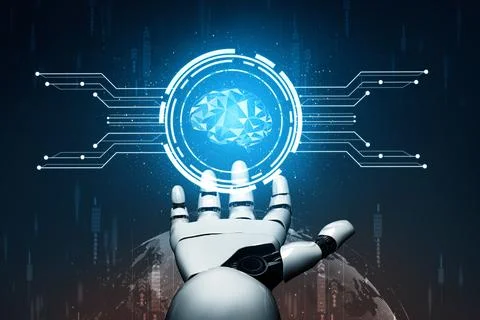 XAI Futuristic robot artificial intelligence concept. Stockillustratie