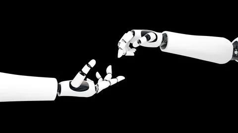 XAI Futuristic robot , artificial intelligence CGI on black background 库存插图