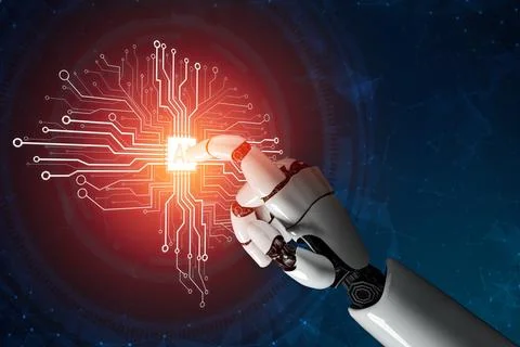 XAI Futuristic robot artificial intelligence concept. Stockillustratie