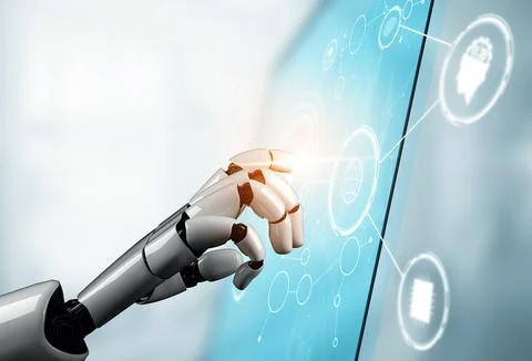XAI Futuristic robot artificial intelligence concept. 스톡 일러스트