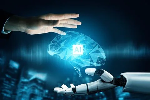 XAI Futuristic robot artificial intelligence concept. 스톡 일러스트