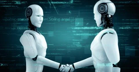 XAI Futuristic robot artificial intelligence huminoid AI programming coding イラスト素材