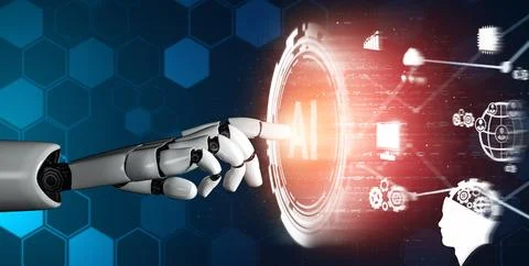 XAI Futuristic robot artificial intelligence concept. 스톡 일러스트