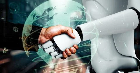 XAI Internet connection controlled by AI robot huminoid and machine learning Stockillustratie