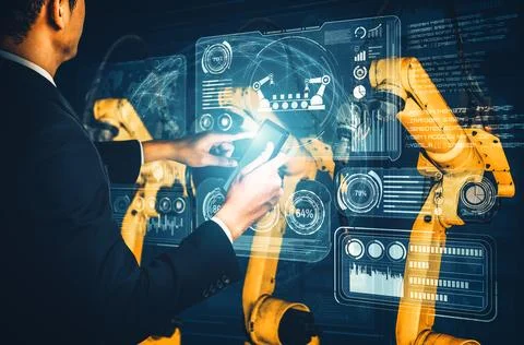 XAI Smart industry robot arms for digital factory production technology 写真素材