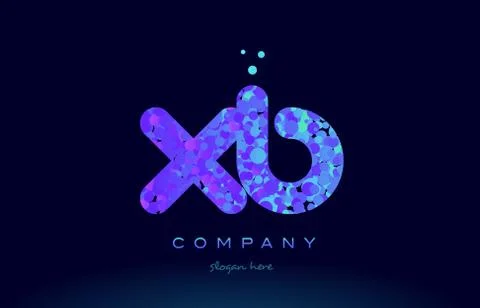 Xb x b bubble circle dots pink blue alphabet letter logo icon vector Stock Illustration