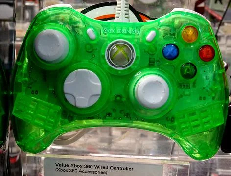 Xbox 360 Wired Green Controller Stock Photos
