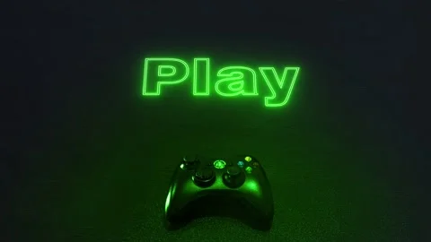 Xbox Controller Neon Text Play Stock Footage 146248692